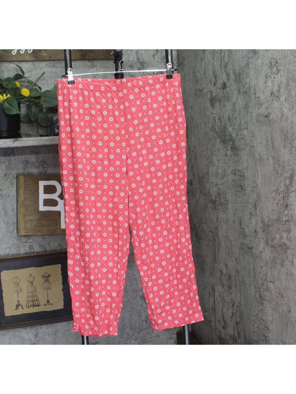 NEW Charter Club Floral Print Elastic Waist Pajama Pants Pink L